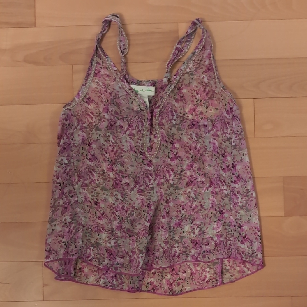 Anthropologie Purple Floral Tank Top